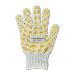 Glove Hand Knitted 550gr, White - Yellow Dot