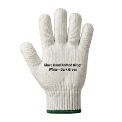 Glove Hand Knitted 870gr, White - Dark Green