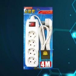 KENMASTER Switch Socket Overheat 4 Holes + 4 meters cable