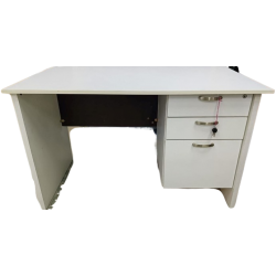 Office Table w/ 1 Unit Hanging Drawer, White (Used)  120 (L) × 70 (W) × 75 (H) cm