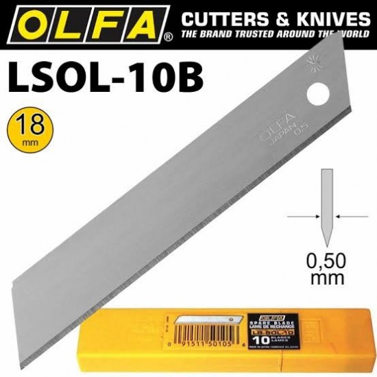 OLFA 18mm Solid Blade LB-SOL-10 (10pcs pack) X01-0029