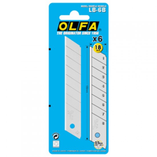 OLFA 18mm Spare Blade LB-6 (6pcs pack with blister pack) X01-0030