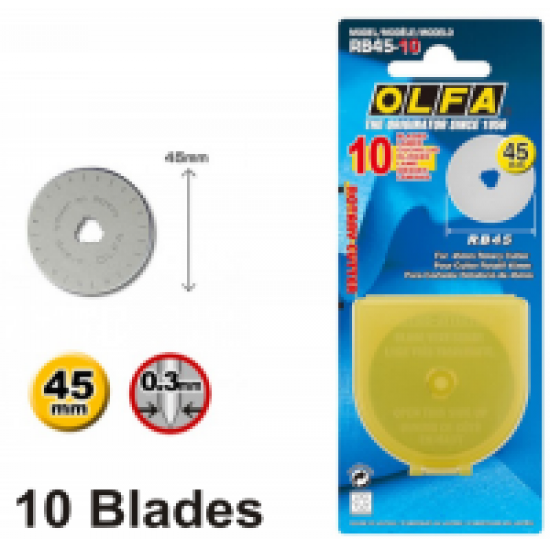 OLFA Rotary cutter Spare Blade dia 45mm RB-45-10 (10pcs pack) X01-0086 RB45-10(296-5755) 296-5755