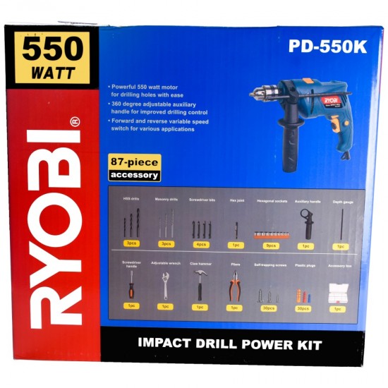 RYOBI Impact Drill PD-550K + (KIT SET)