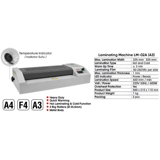 Joyko Laminating Machine LM-02A A3 A4 F4 Heavy Duty Joyko Laminating Machine LM-02A A3 A4 F4 Heavy Duty