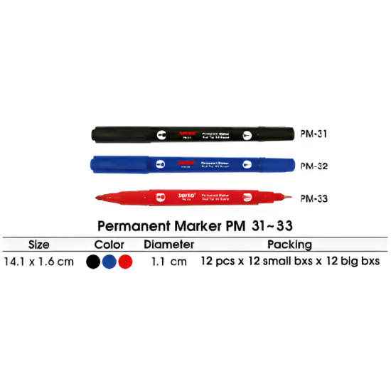 Joyko Marker Permanent Dual Tip PM 31-33 Joyko Marker Permanent Dual Tip PM 31-33
