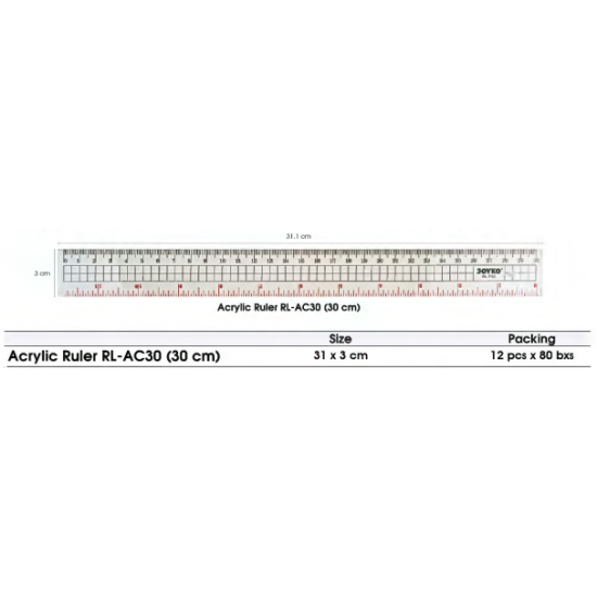 Joyko Ruler Plastic 30cm