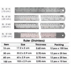 Joyko Ruler Stainless 15,30cm,60cm,100cm Joyko Ruler Stainless 15,30cm,60cm,100cm